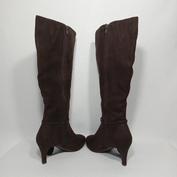 KAREN SCOTT Hanna Brown Faux Suede Knee High Wide Calf Boots Womens Size 8 - Picture 6 of 16